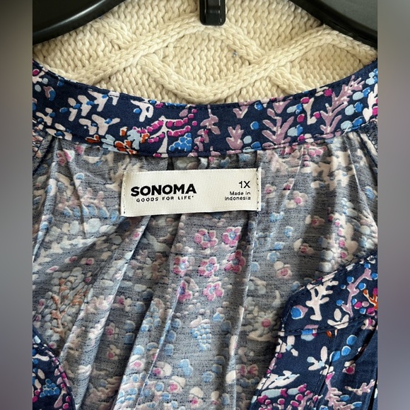 Sonoma Blue & Violet Floral Midi Dress Women’s Size 1X - Picture 14 of 16